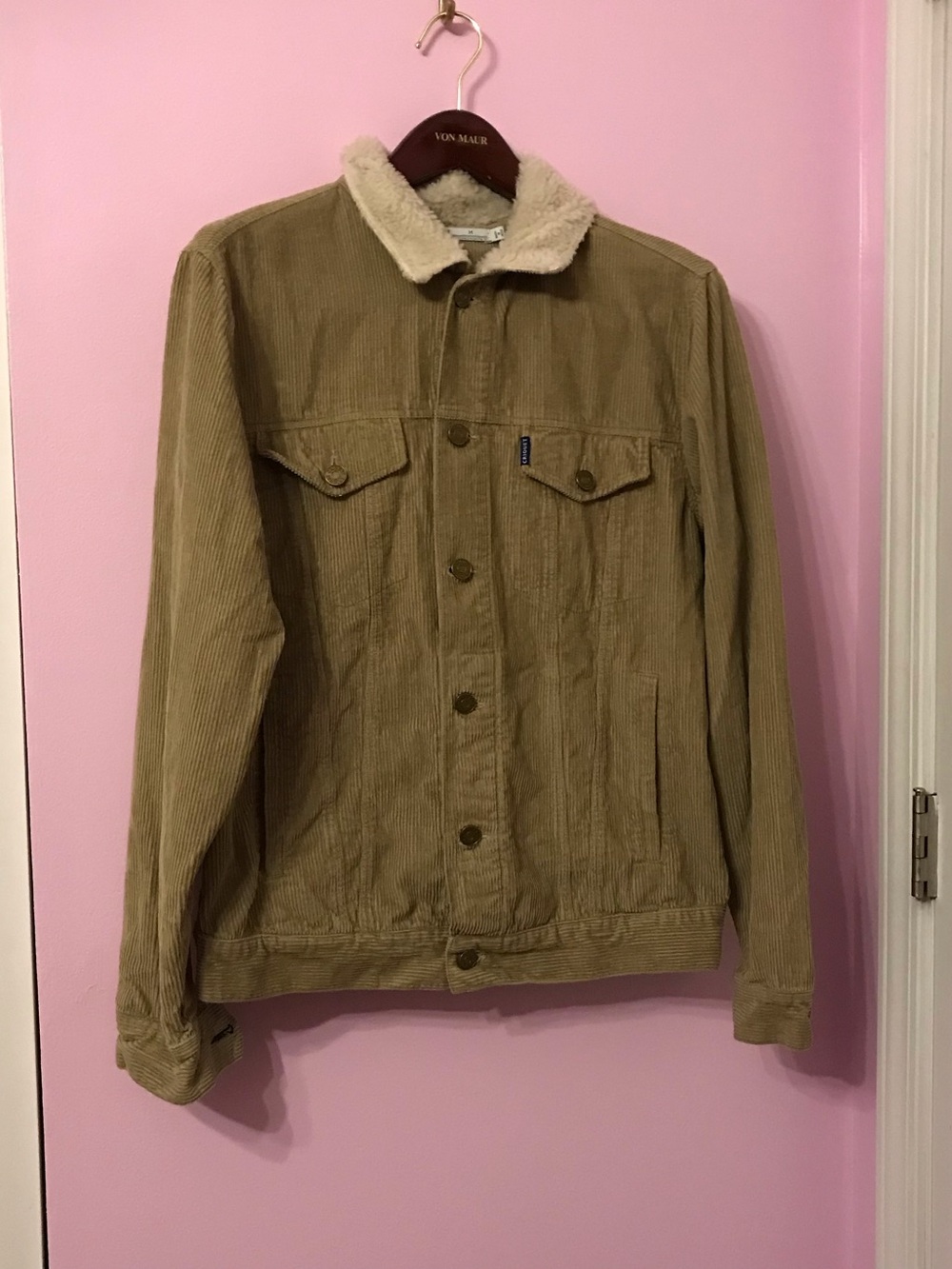Criquet Tan Corduroy Jacket with Sherpa Collar 100% cotton size medium